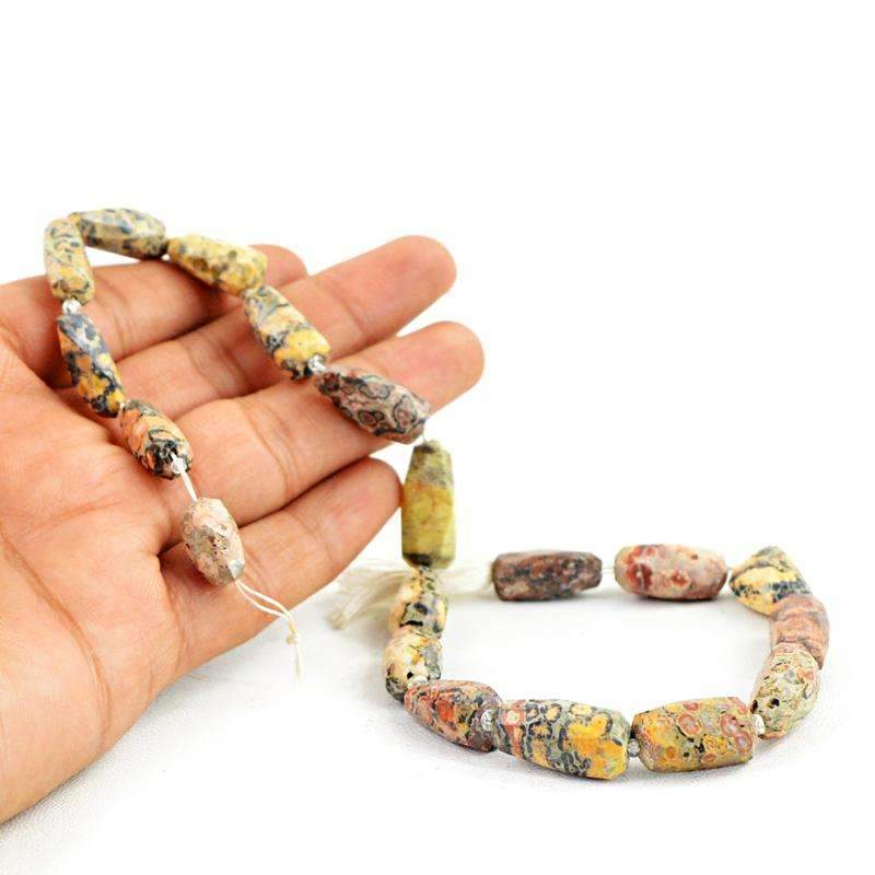 gemsmore:Poppy Jasper Drilled Beads Strand Natural Faceted