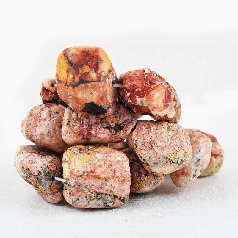 gemsmore:Poppy Jasper Drilled Beads Strand Natural Untreated