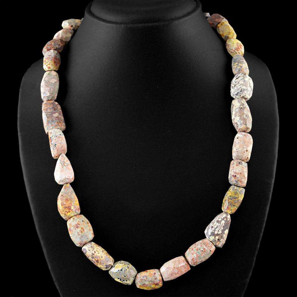 gemsmore:Poppy Jasper Necklace Natural 20 Inches Long Faceted Beads