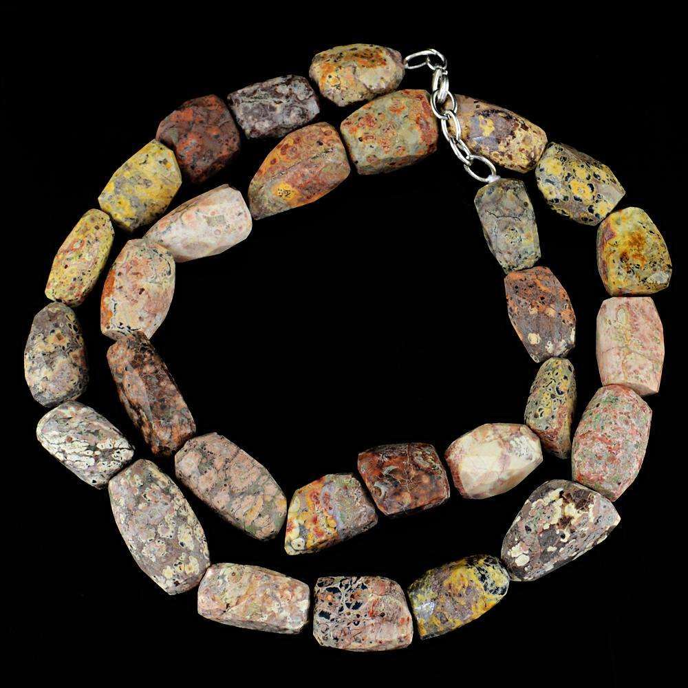 gemsmore:Poppy Jasper Necklace Natural 20 Inches Long Faceted Beads