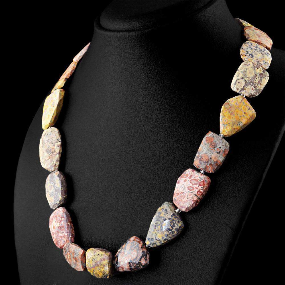 gemsmore:Poppy Jasper Necklace Natural Faceted Untreated Beads