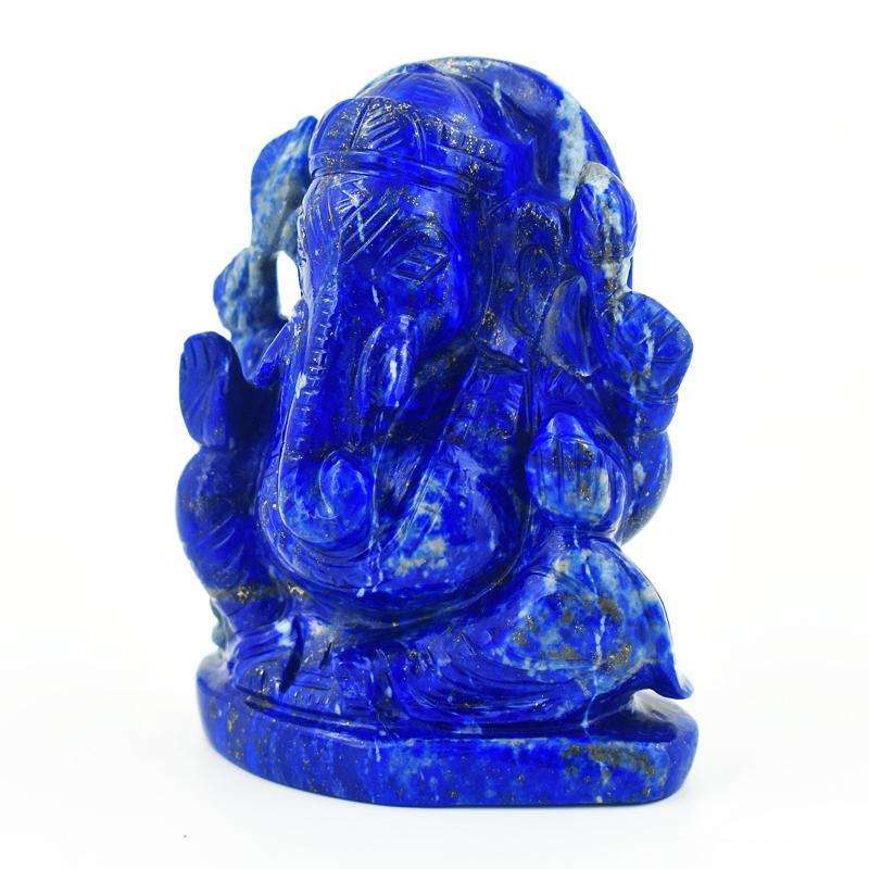 gemsmore:Premium Blue Lapis lazuli Crystal Carved Ganesha idol