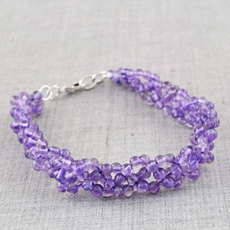 gemsmore:Purple Amethyst Bracelet Natural Round Shape Beads