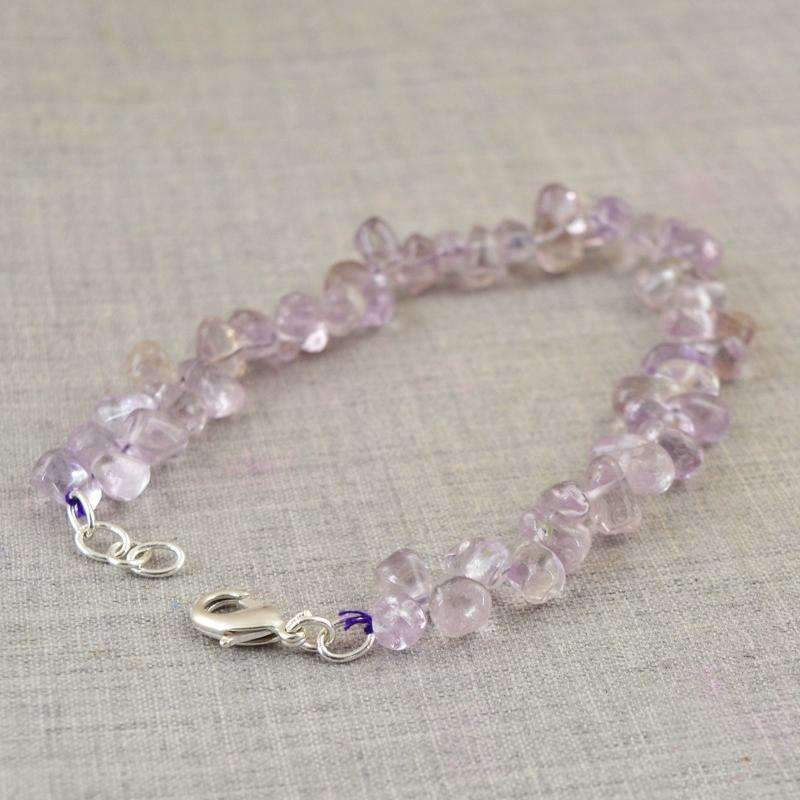 gemsmore:Purple Amethyst Bracelet Natural Tear Drop Beads