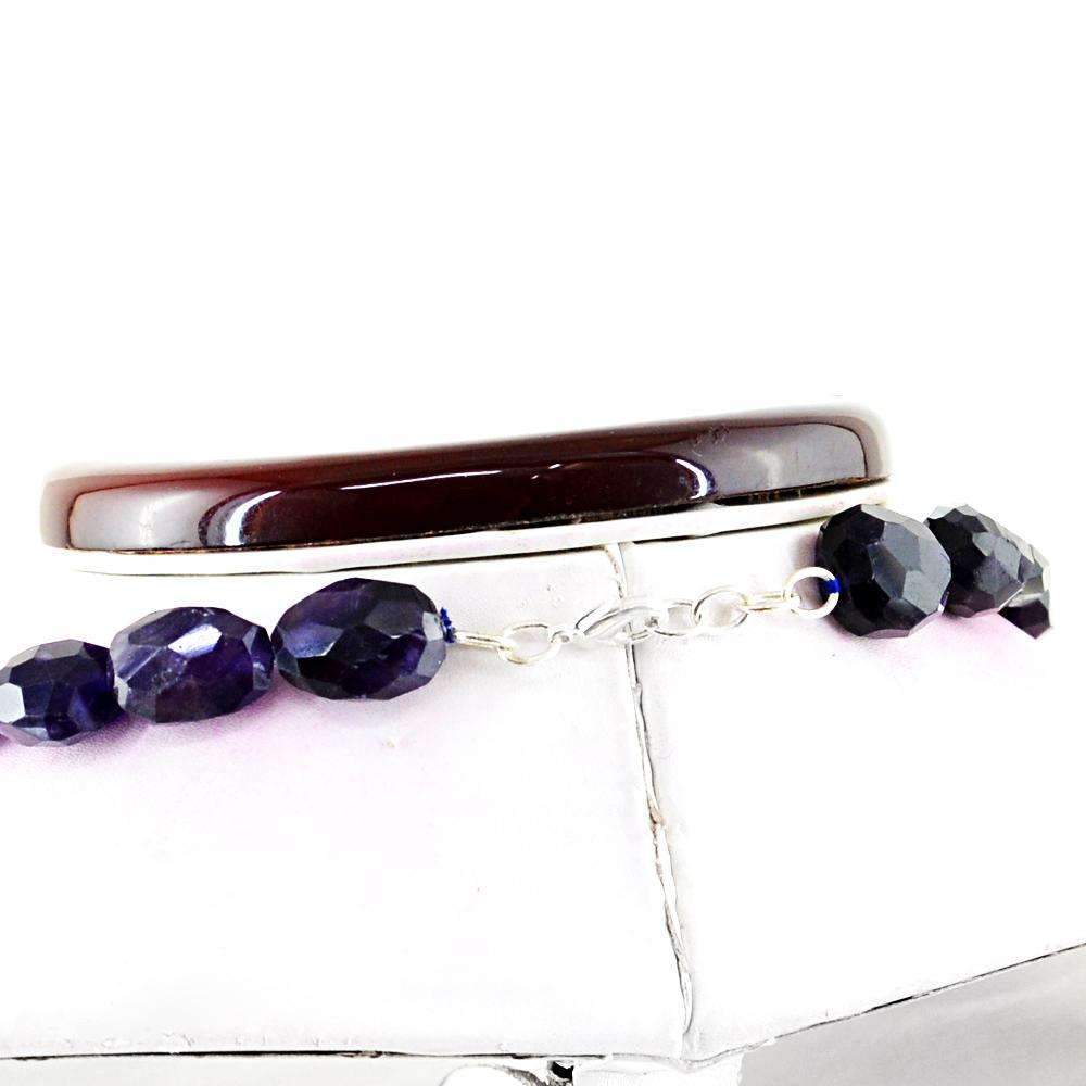 gemsmore:Purple Amethyst Necklace Natural Single Strand Faceted Beads