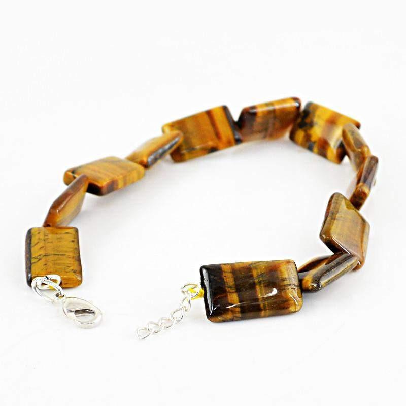 gemsmore:Rectangular Shape Golden Tiger Eye Bracelet Natural Untreated Beads