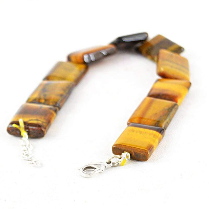 gemsmore:Rectangular Shape Golden Tiger Eye Bracelet Natural Untreated Beads