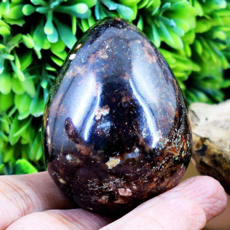 gemsmore:Red Garnet Carved Reiki Healing Egg