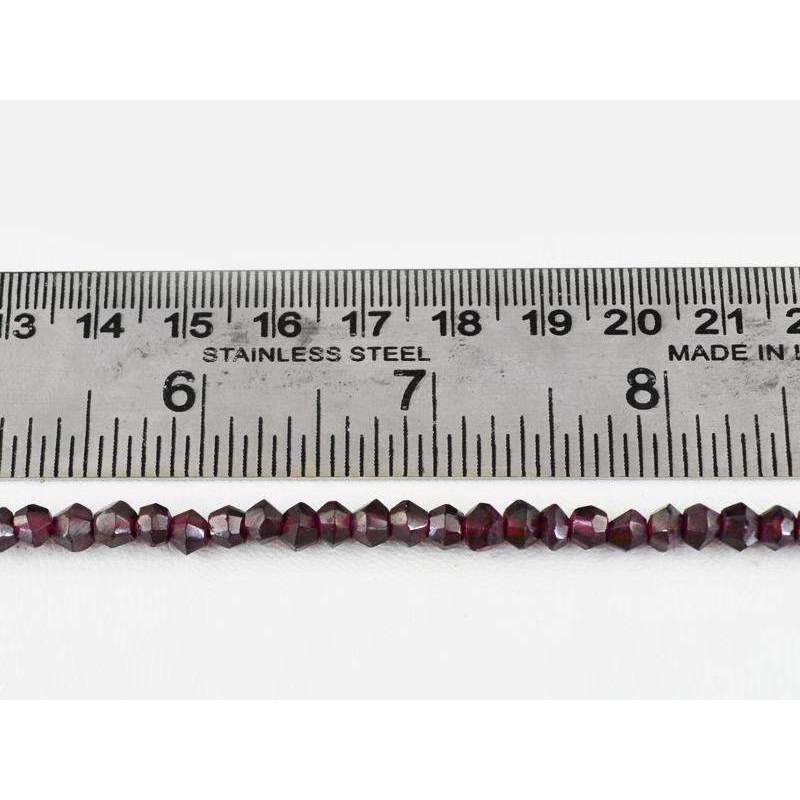 gemsmore:Red Garnet Drilled Beads Strand - Natural Round Shape Faceted