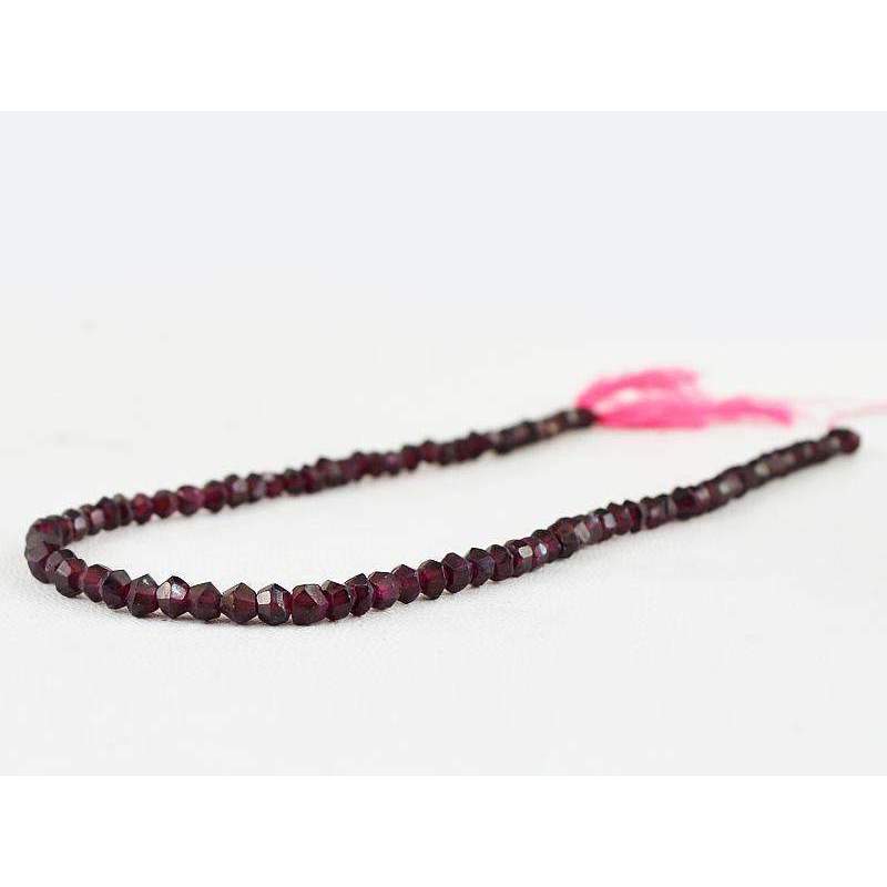 gemsmore:Red Garnet Drilled Beads Strand - Natural Round Shape Faceted