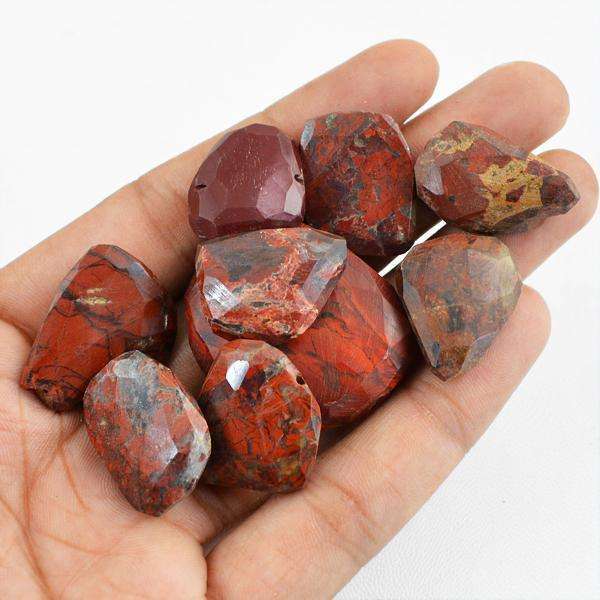 gemsmore:Red Tiger Eye Drilled Beads Lot Natural Faceted