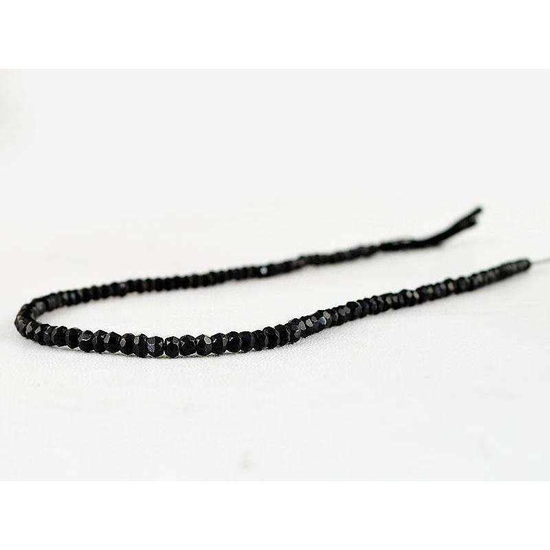 gemsmore:Round Shape Black Spinel Beads Strand - Natural Faceted Drilled