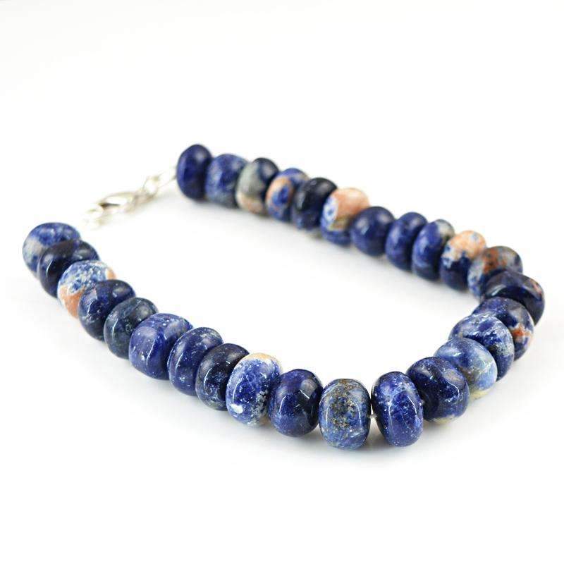 gemsmore:Round Shape Blue Sodalite Bracelet - Natural Untreated Beads