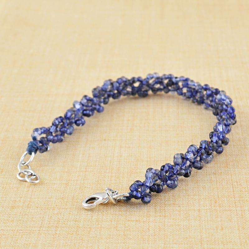 gemsmore:Round Shape Blue Tanzanite Bracelet Natural Untreated Beads