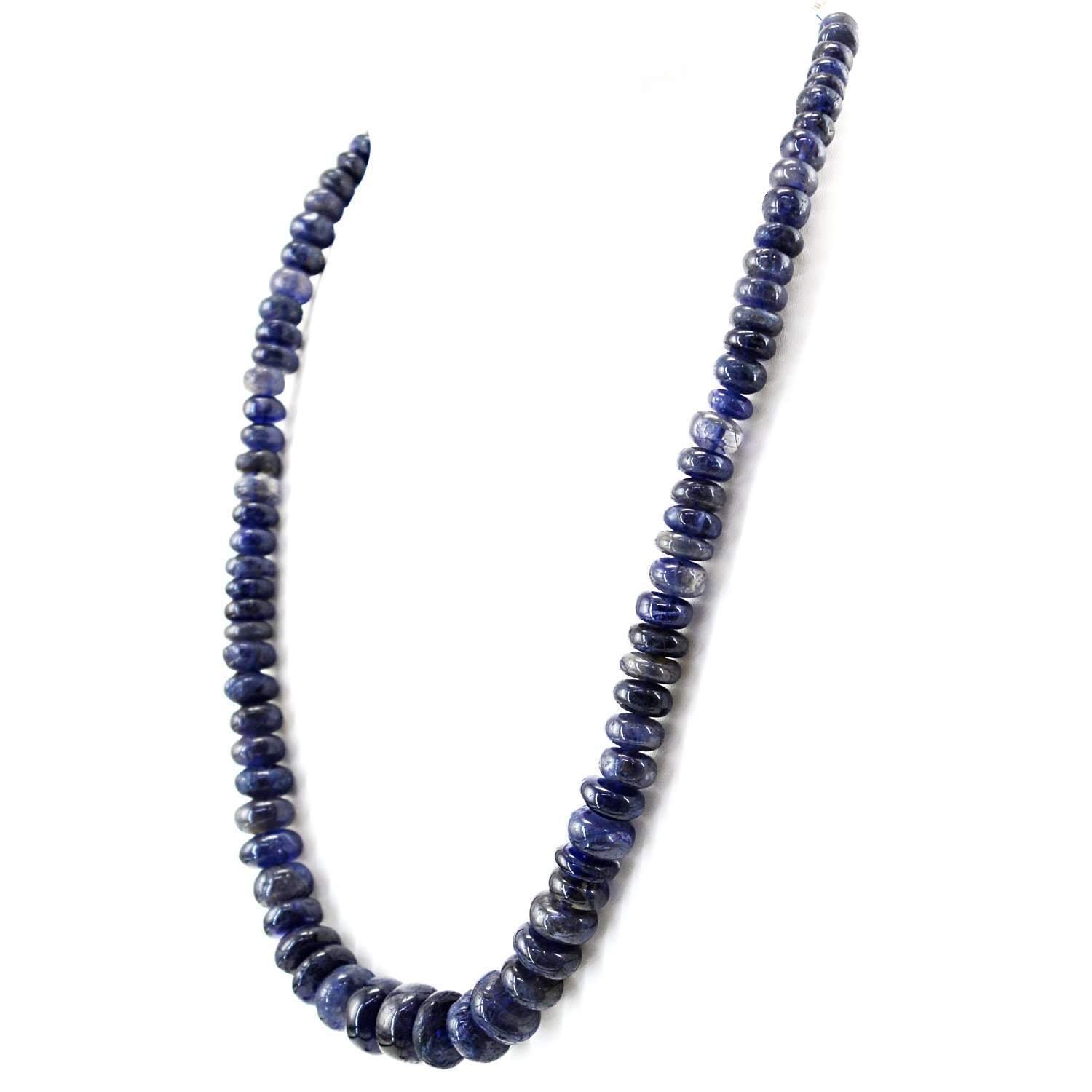 gemsmore:Round Shape Blue Tanzanite Necklace Natural Untreated Beads