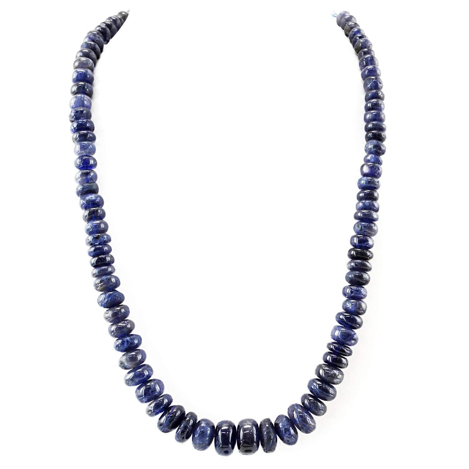 gemsmore:Round Shape Blue Tanzanite Necklace Natural Untreated Beads
