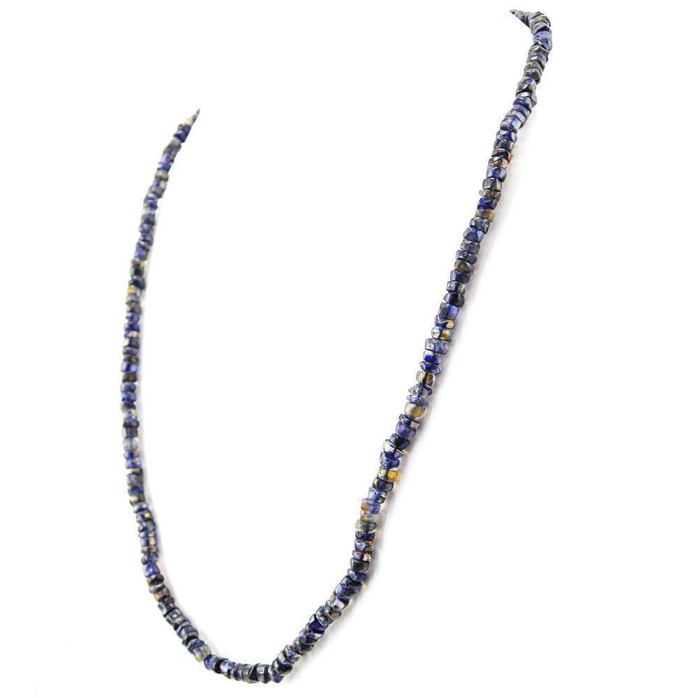 gemsmore:Round Shape Blue Tanzanite Necklace Natural Untreated Beads