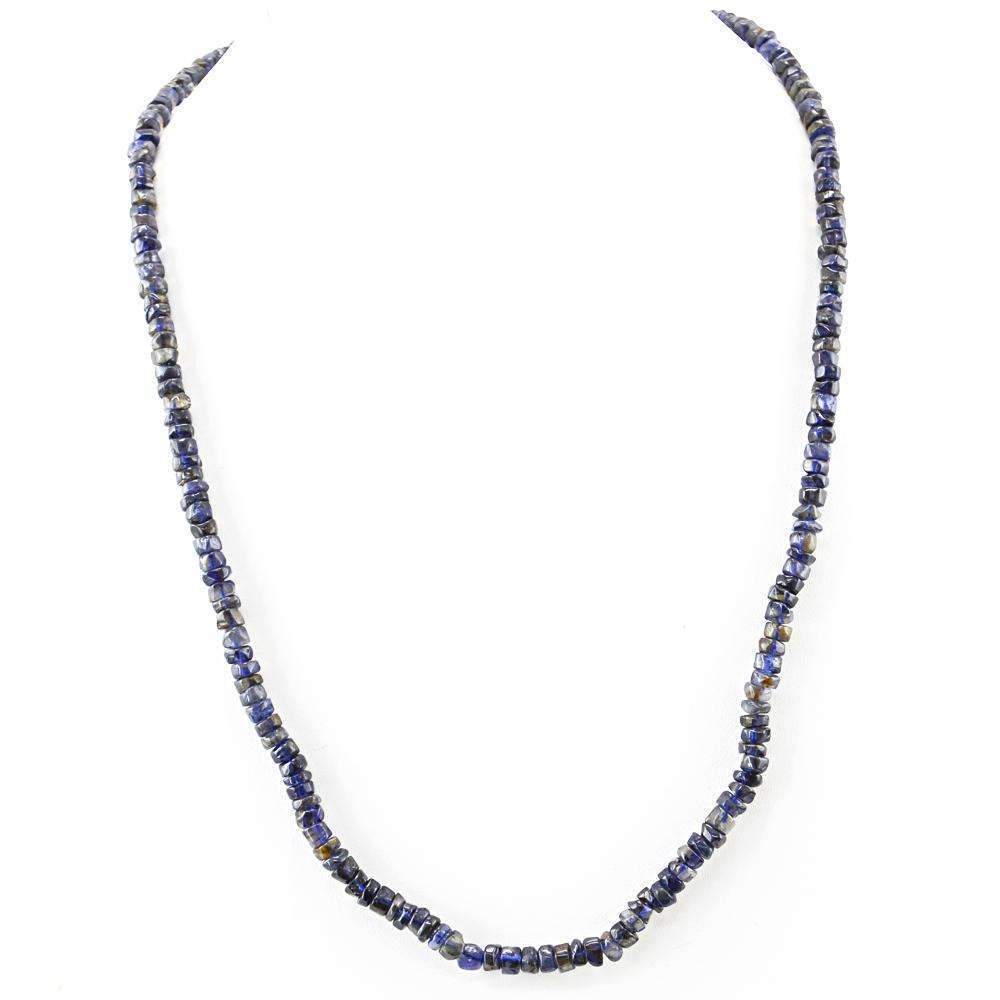 gemsmore:Round Shape Blue Tanzanite Necklace Natural Untreated Beads