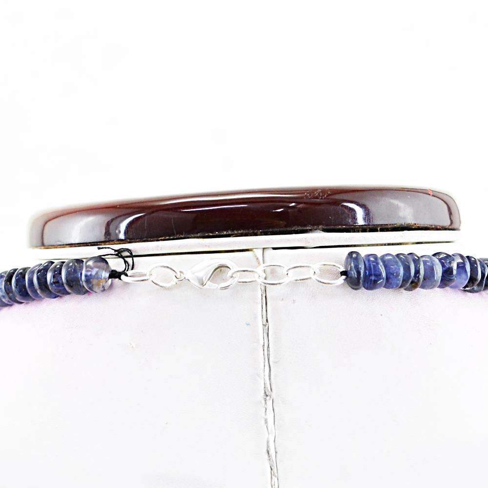 gemsmore:Round Shape Blue Tanzanite Necklace Natural Untreated Beads