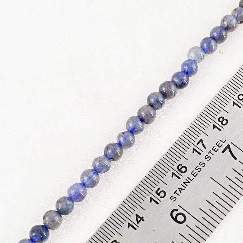 gemsmore:Round Shape Blue Tanzanite Strand Natural Untreated Drilled Beads