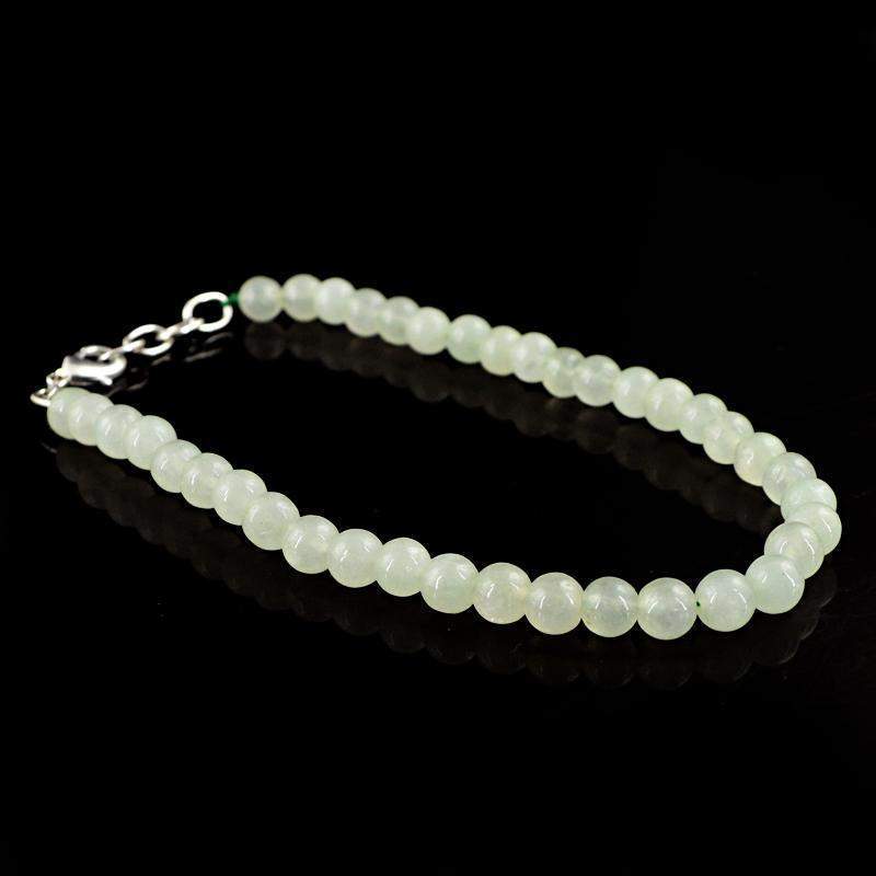 gemsmore:Round Shape Green Aquamarine Bracelet Natural Unheated Beads
