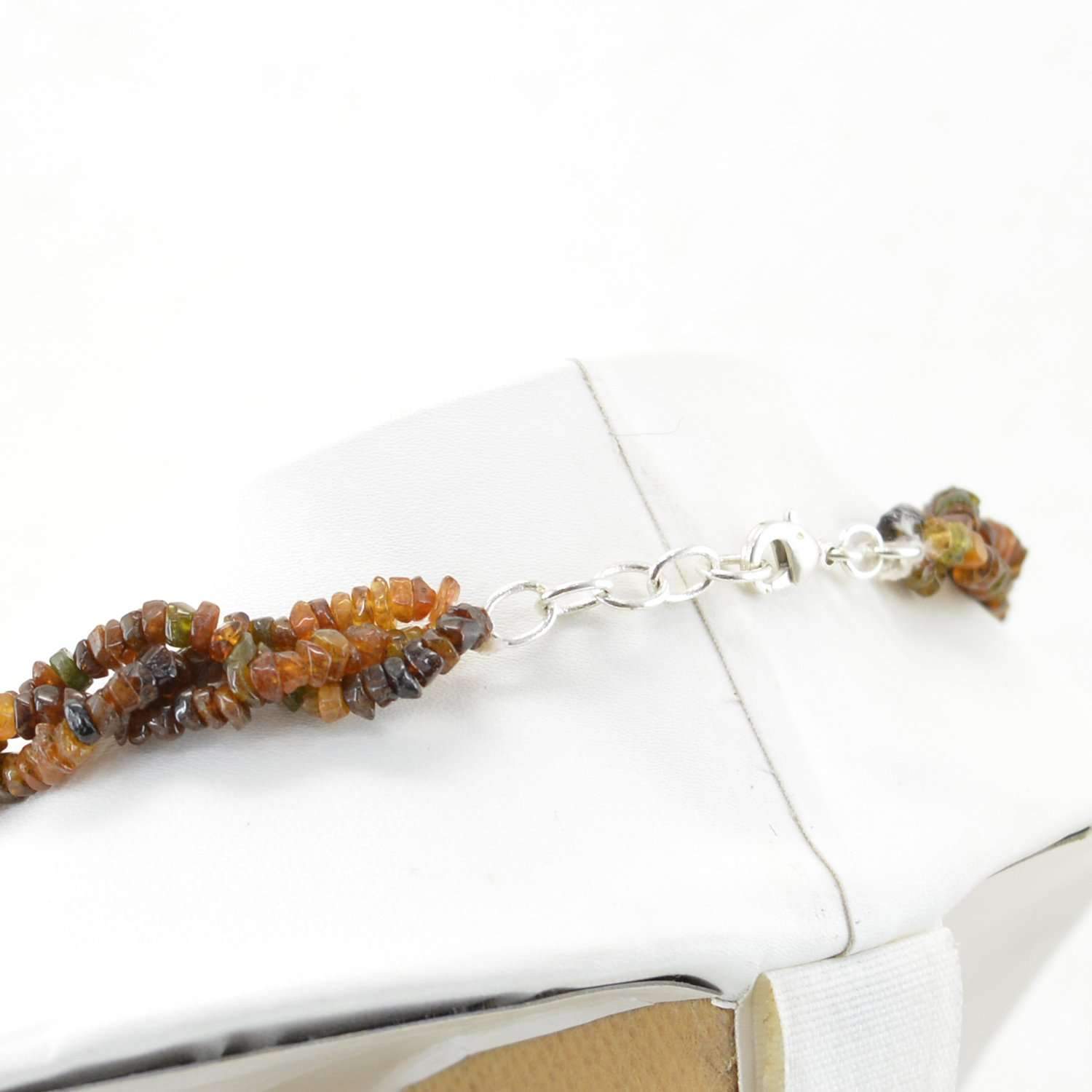 gemsmore:Round Shape Hessonite Garnet Necklace Natural Untreated Faceted Beads
