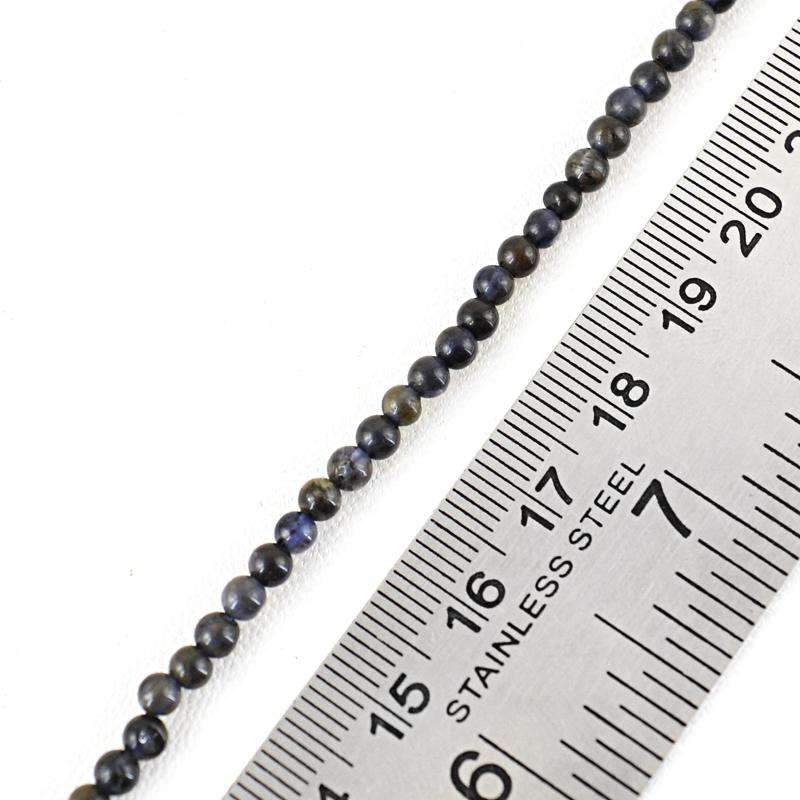 gemsmore:Round Shape Iolite Beads Strand Natural Drilled
