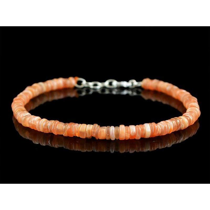 gemsmore:Round Shape Moonstone Bracelet Natural Untreated Beads
