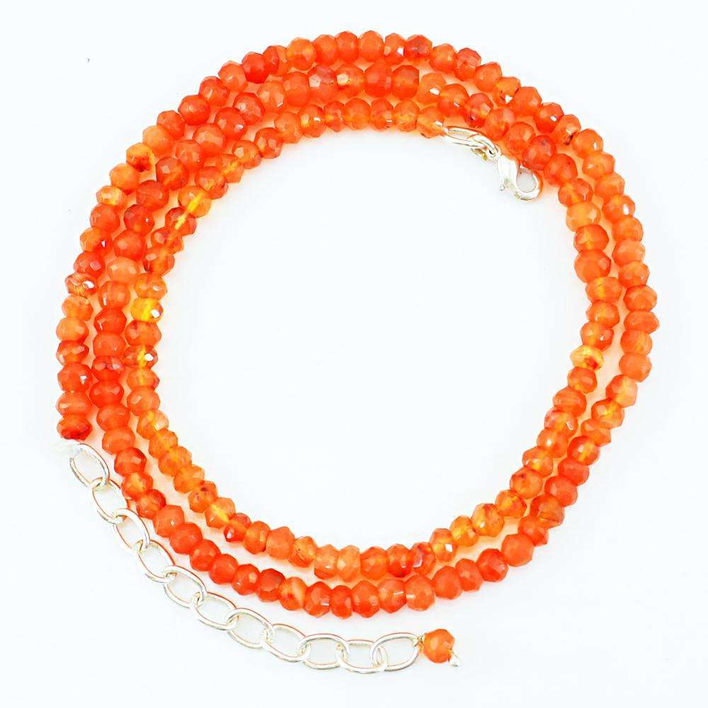 gemsmore:Round Shape Orange Carnelian Necklace Natural Faceted Beads