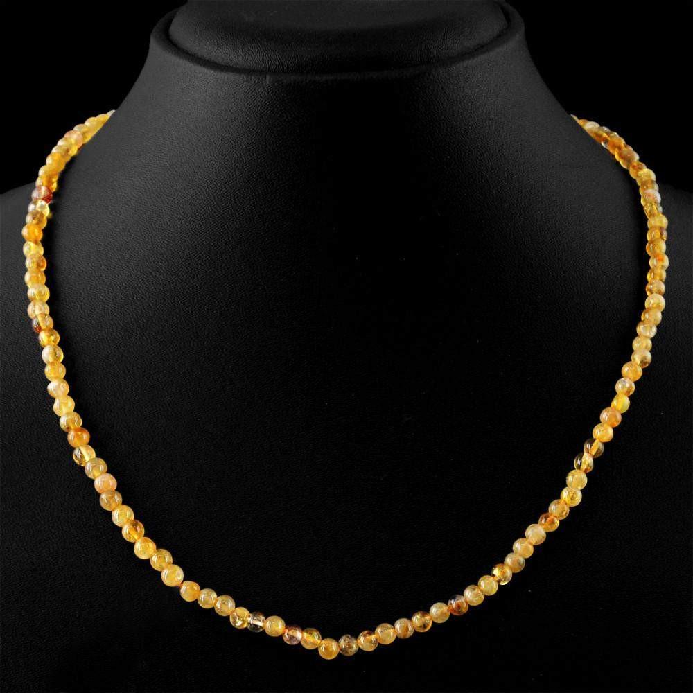 gemsmore:Round Shape Orange Citrine Necklace Natural Untreated Beads