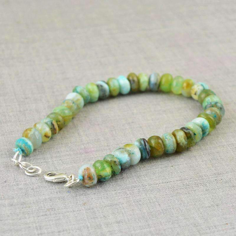 gemsmore:Round Shape Peruvian Opal Bracelet Natural Beads