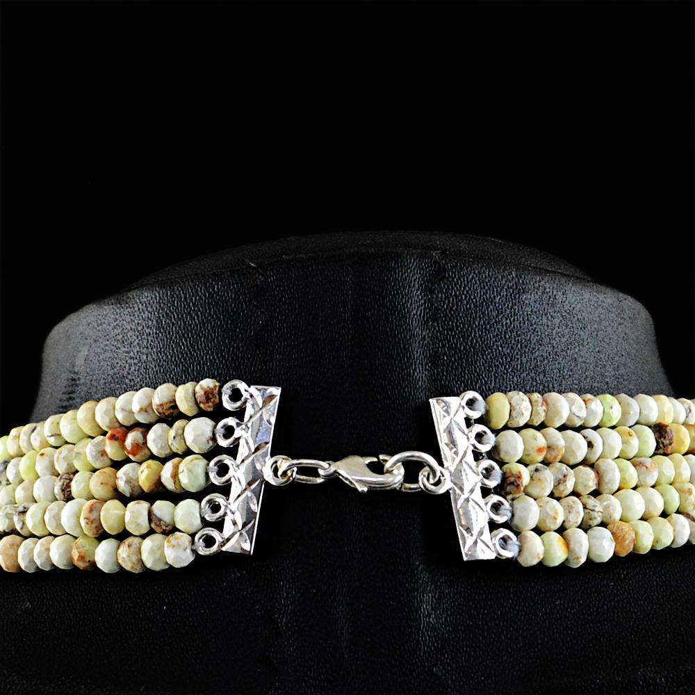 gemsmore:Round Shape Picasso Jasper Necklace Natural 5 Line Faceted Beads