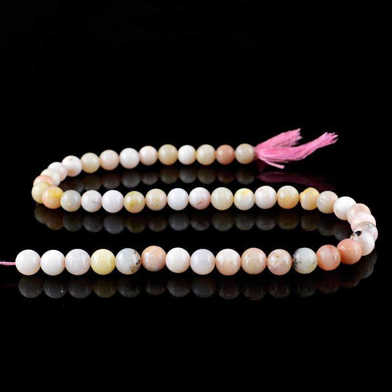 gemsmore:Round Shape Pink Australian Opal Beads Strand Natural Drilled