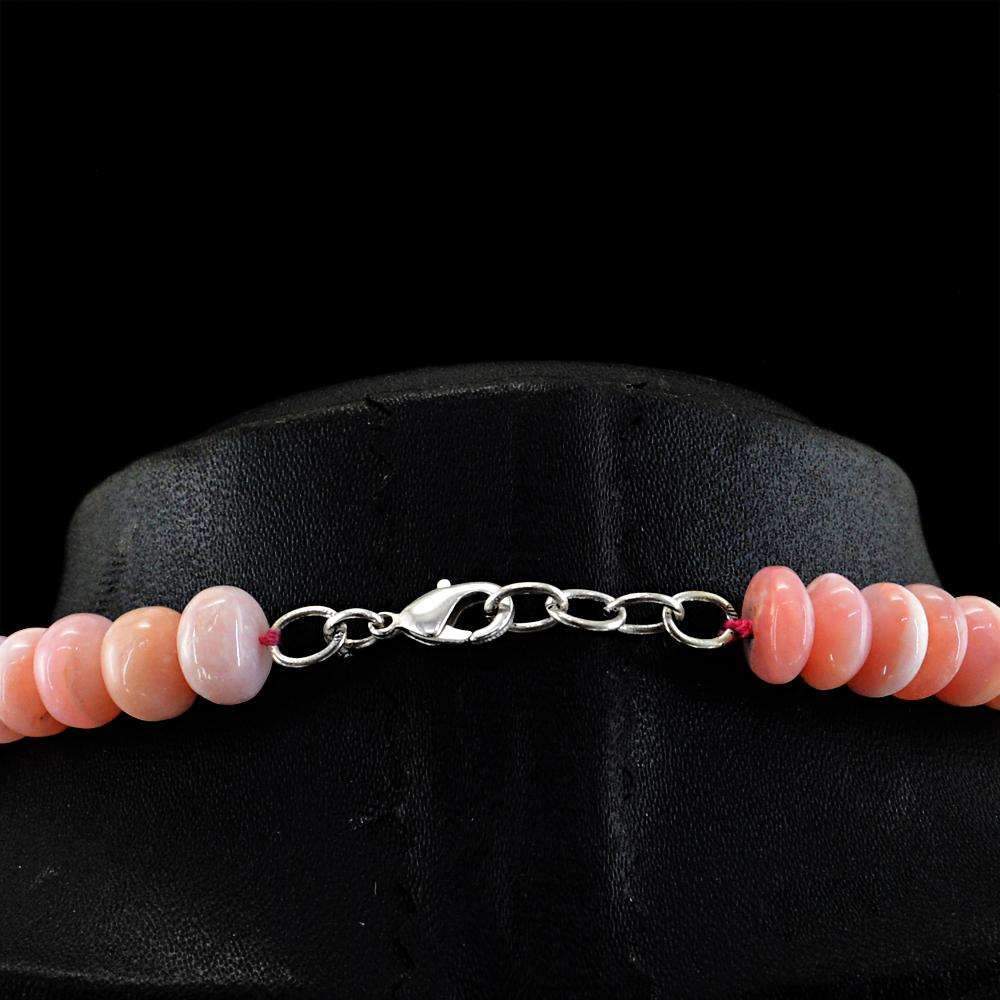 gemsmore:Round Shape Pink Opal Necklace Natural Untreated Beads