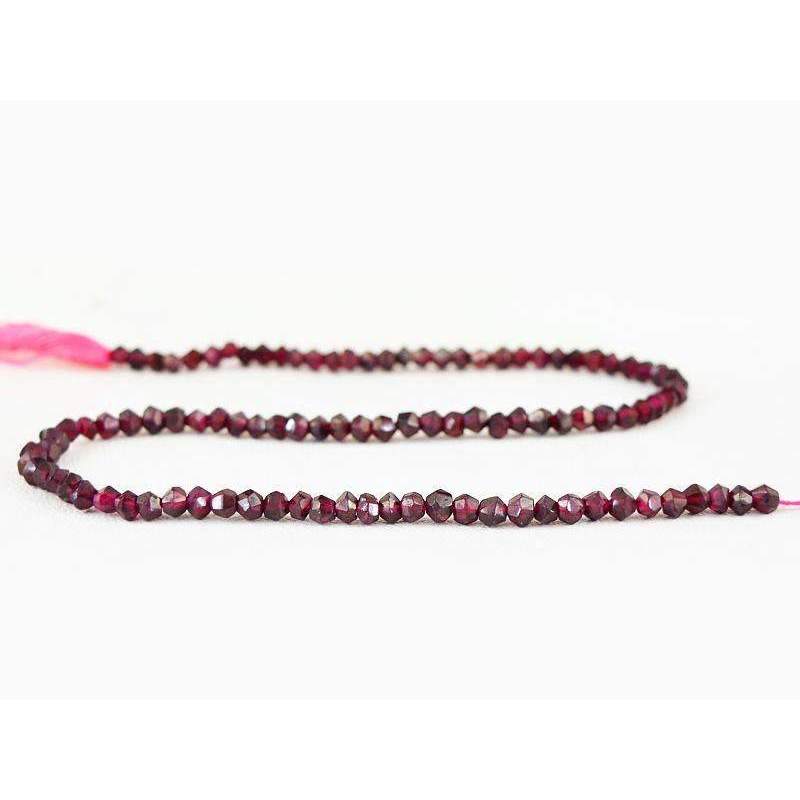 gemsmore:Round Shape Red Garnet Beads Strand Natural Faceted Drilled