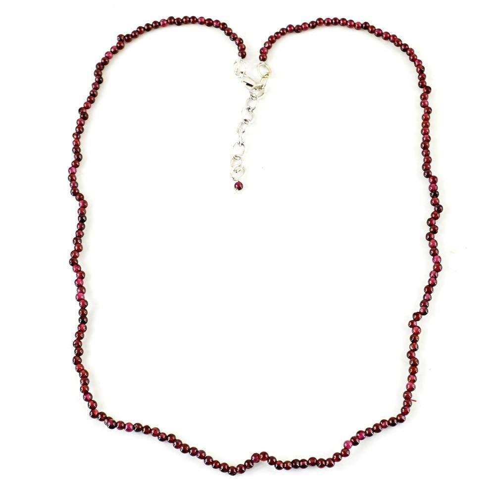 gemsmore:Round Shape Red Garnet Necklace Untreated Beads