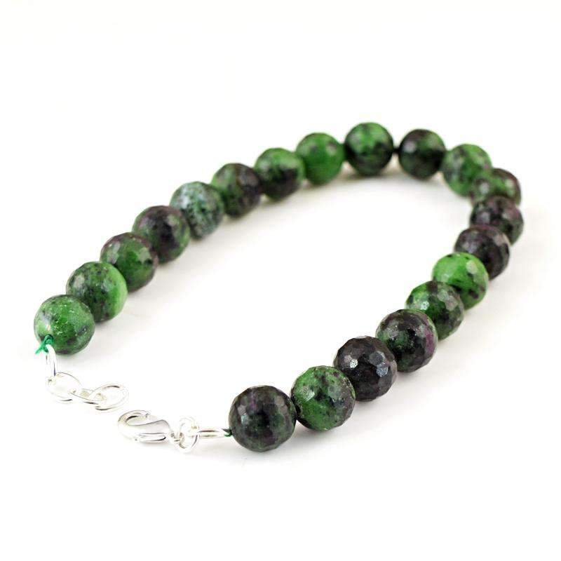 gemsmore:Round Shape Ruby Ziosite Bracelet Natural Faceted Beads