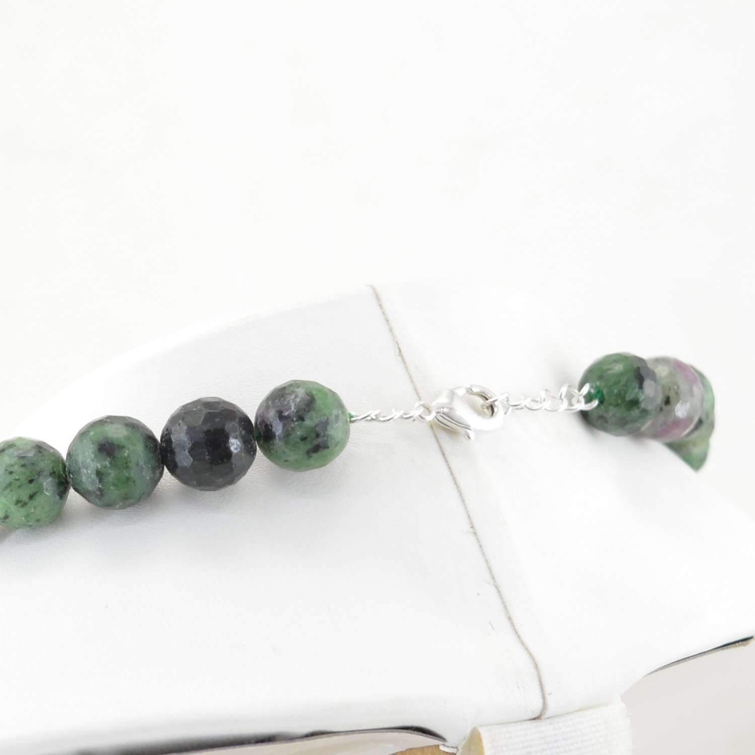 gemsmore:Round Shape Ruby Ziosite Necklace Natural Faceted Beads
