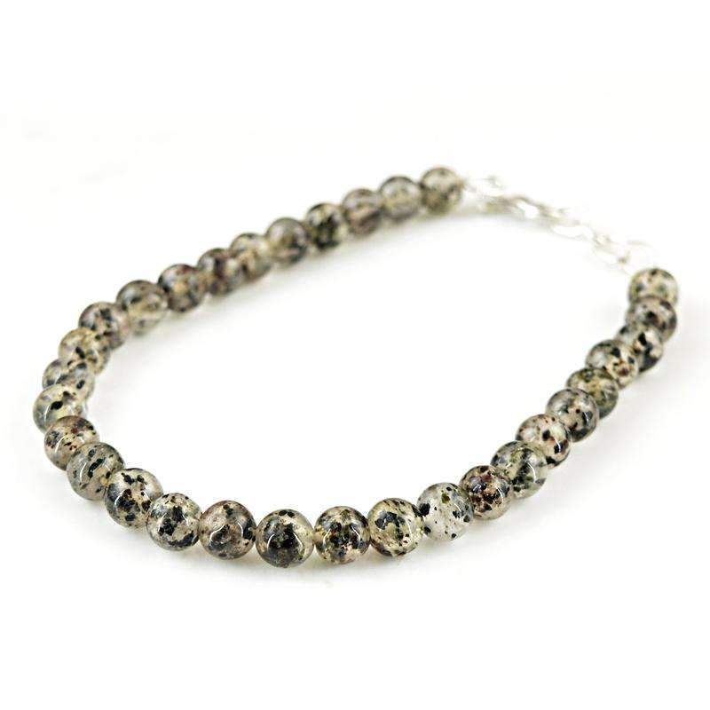 gemsmore:Round Shape Rutile Quartz Bracelet Natural Untreated Beads