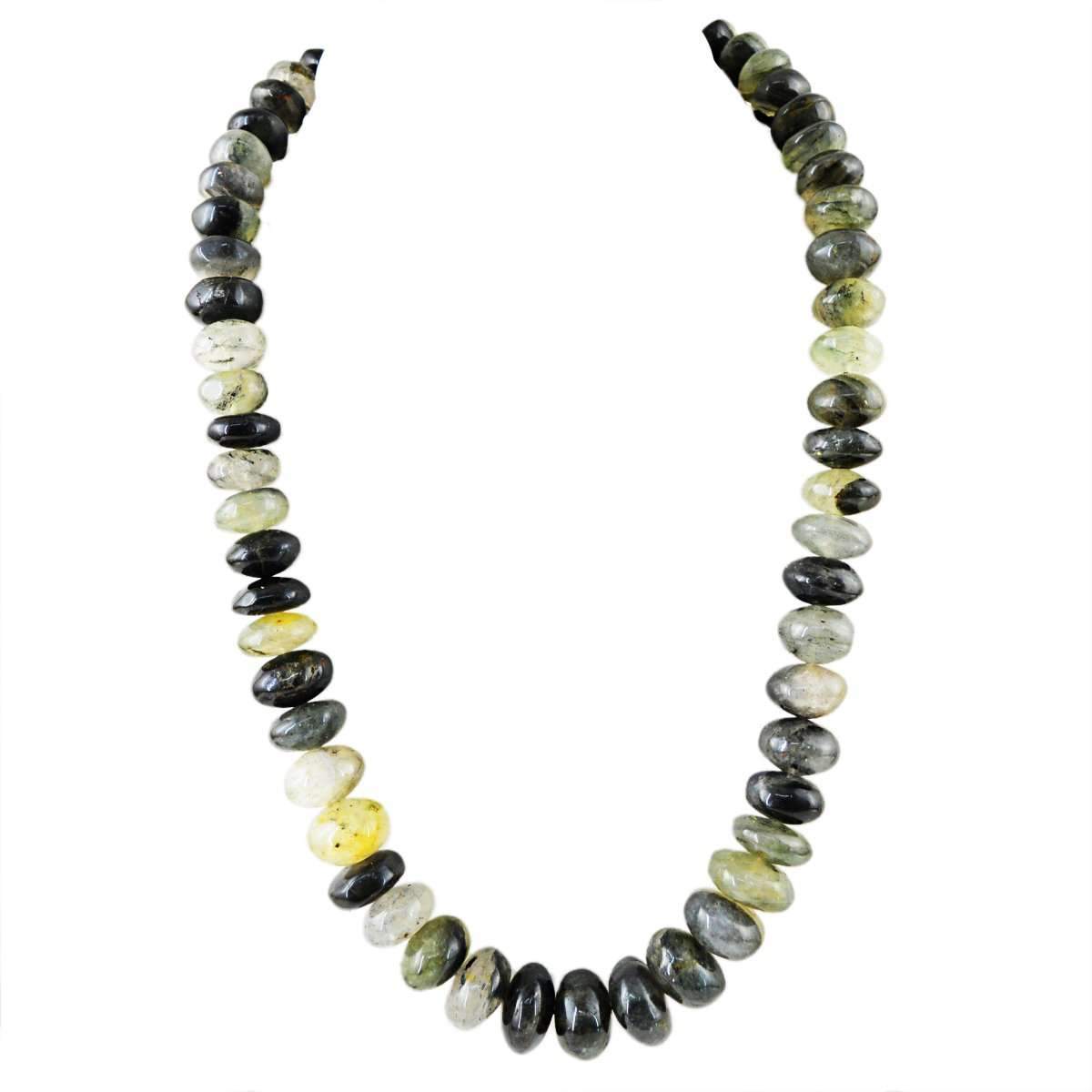 gemsmore:Round Shape Rutile Quartz Necklace Natural Untreated Beads