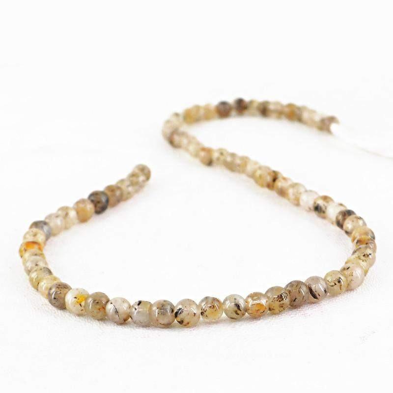 gemsmore:Round Shape Rutile Quartz Strand Natural Untreated Drilled Beads