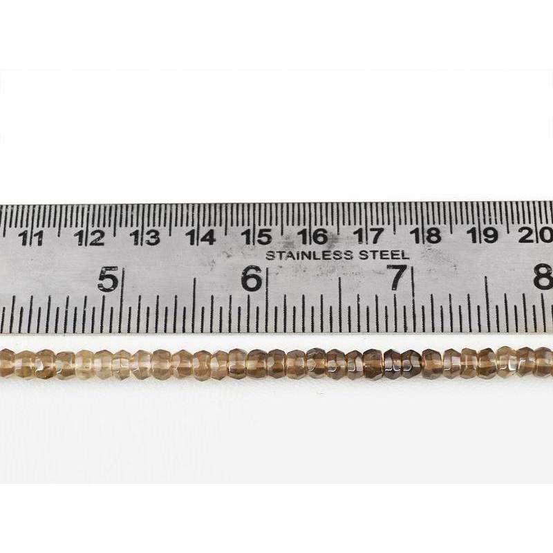 gemsmore:Round Shape Smoky Quartz Beads Strand Natural Faceted Drilled