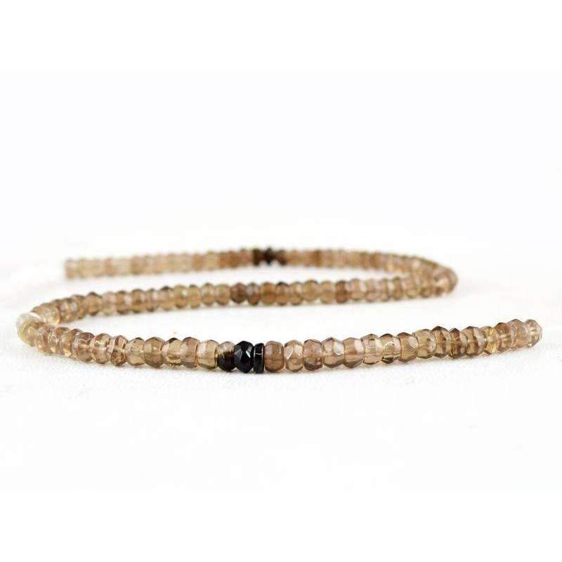 gemsmore:Round Shape Smoky Quartz Beads Strand Natural Faceted Drilled