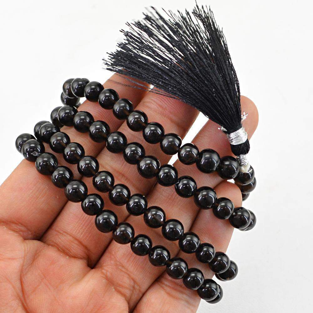 gemsmore:Round Shape Smoky Quartz Necklace Natural 108 Beads Prayer Mala