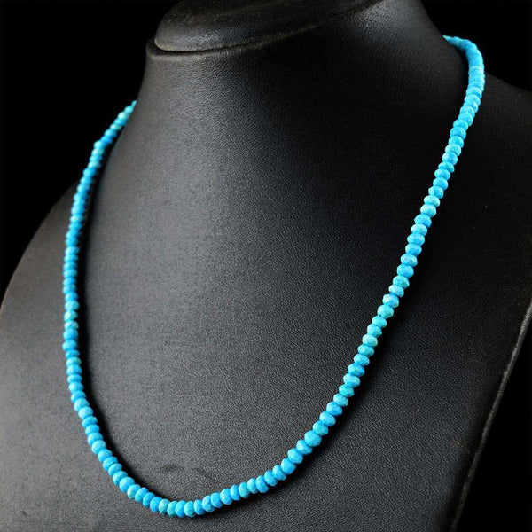 gemsmore:Round Shape Turquoise Necklace - Natural Faceted Beads