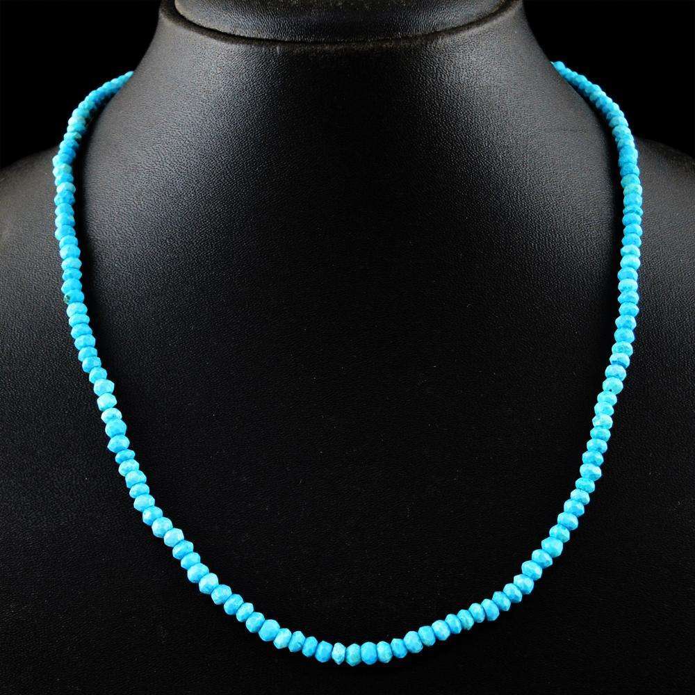 gemsmore:Round Shape Turquoise Necklace - Natural Faceted Beads