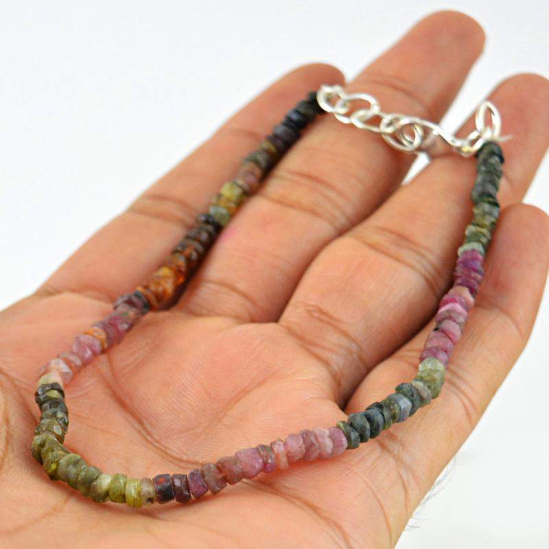 gemsmore:Round Shape Watermelon Tourmaline Bracelet Natural Faceted Beads