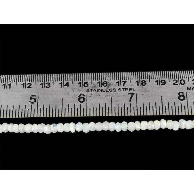 gemsmore:Round Shape White Moonstone Drilled Beads Strand Natural Faceted