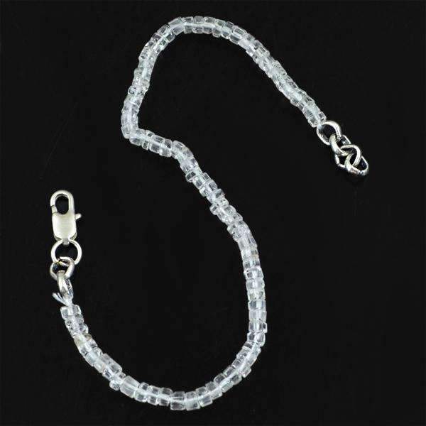 gemsmore:Round Shape White Quartz Bracelet Natural Untreated Beads
