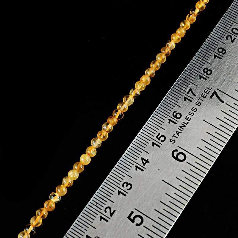 gemsmore:Round Shape Yellow Citrine Strand Natural Untreated Drilled Beads